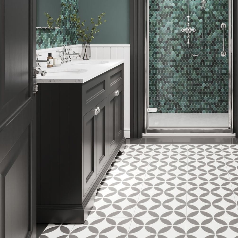 Burlington Matt Black 1300mm Freestanding Vanity Unit & Double Basin Worktop - Lifestyle